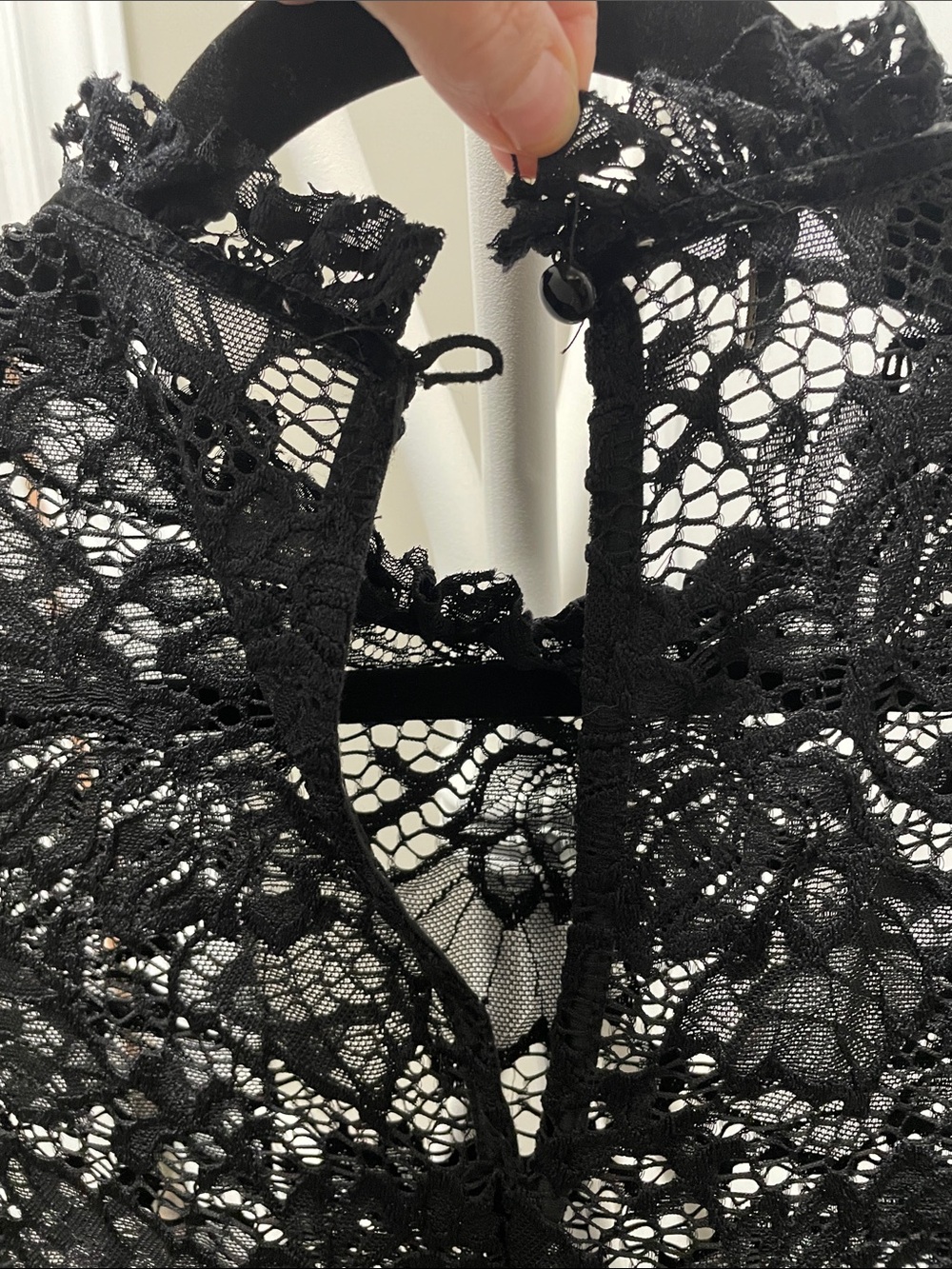 Only Black Lace Ruffle Hem Long Sleeve Blouse - Picture 5 of 5